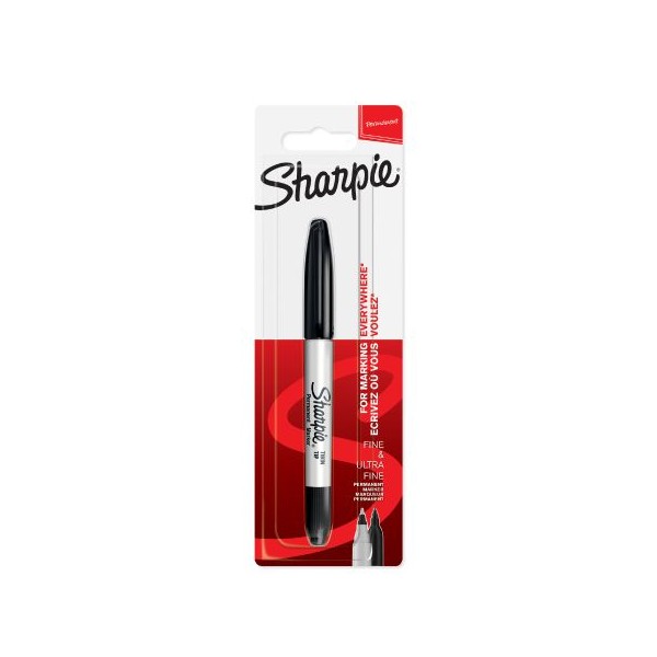 Sharpie Twin Tip černý - blistr