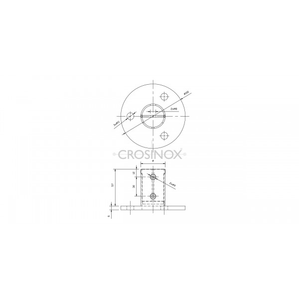 Úchyt pro podlahové kotvení, na trubku O 42,4x2 mm