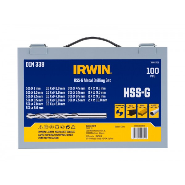 IRWIN HSS DIN338 sada 100ks vrtáků do kovu 1-10 mm
