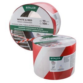 Páska výstražná 75 mmx100 m červenobílá